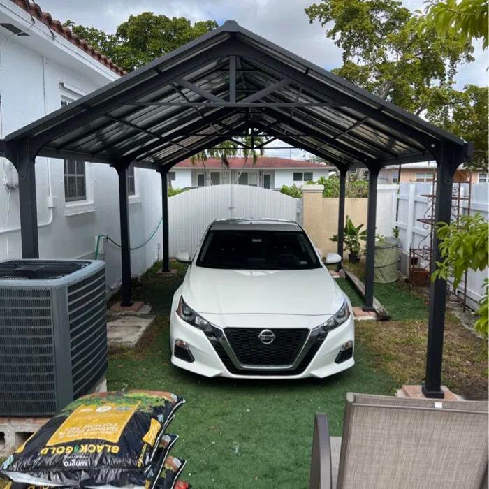 AutoCove 14x20 Metal Carport, Outdoor Living Pavilion, Gazebo with 2 Ceiling Hooks