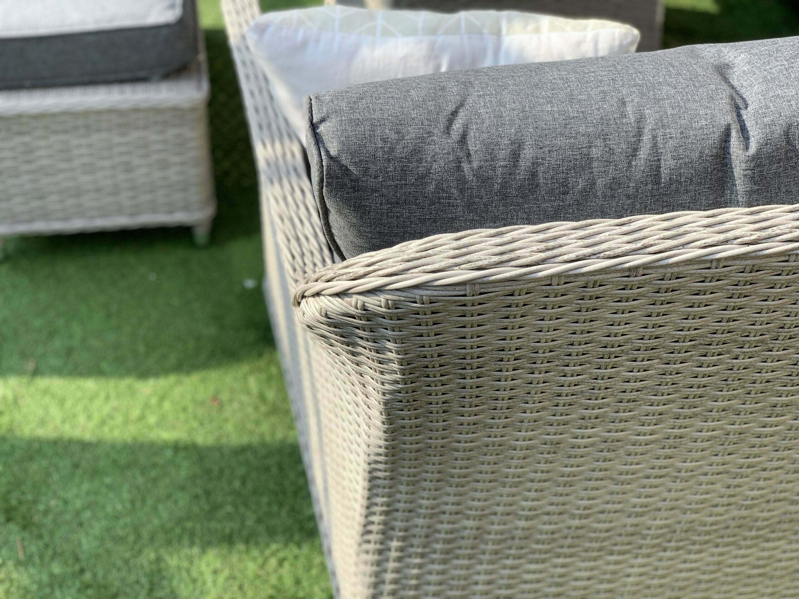 Rattan Corner Firepit Dining Patio Set 8 Seater