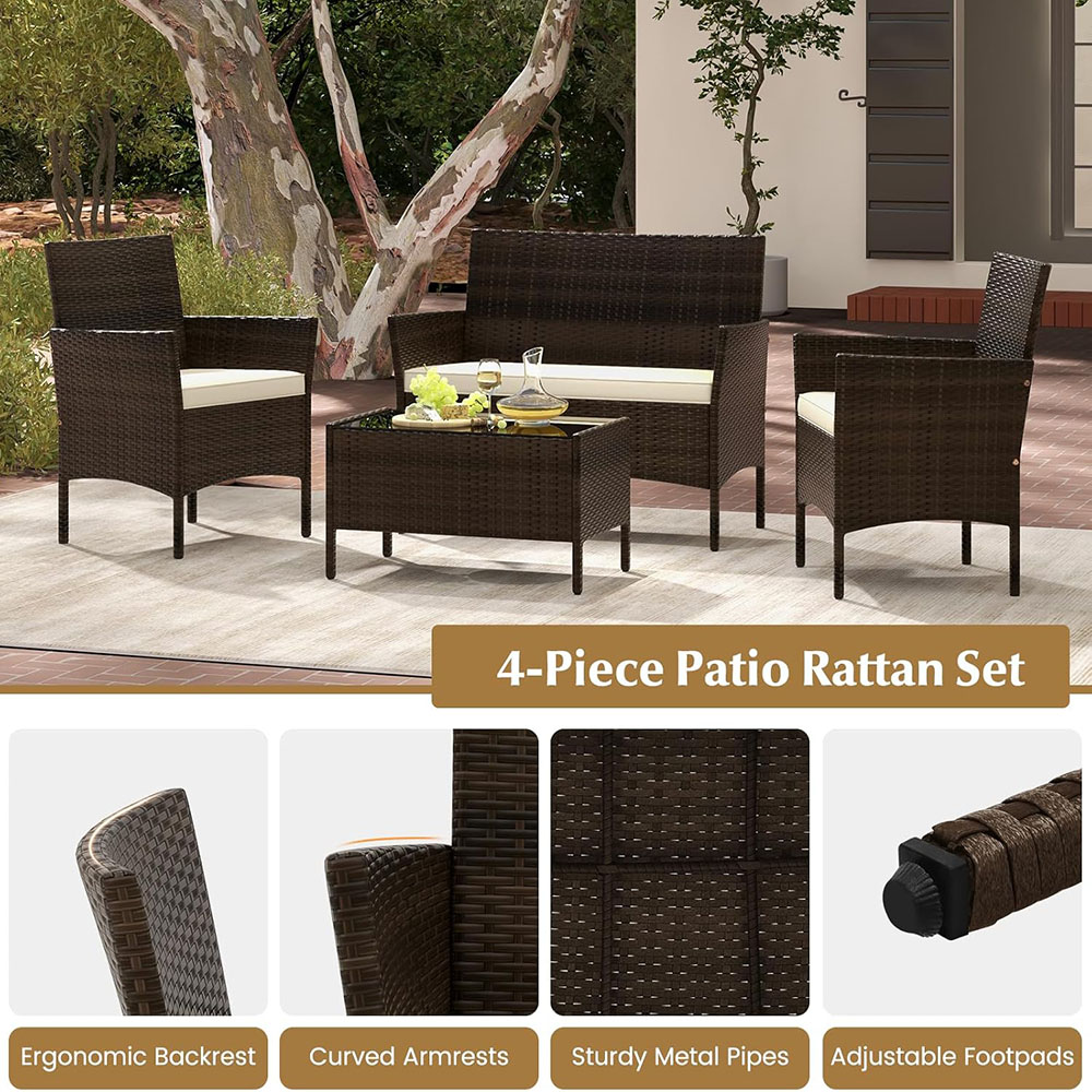 Tangkula 8-piece patio rattan reception set, outdoor wicker furniture set