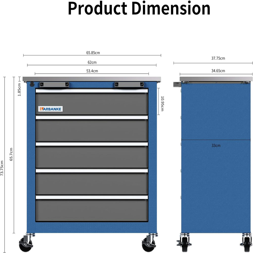 LARBANKE 5-Schubladen Rollbarer Werkstattwagen