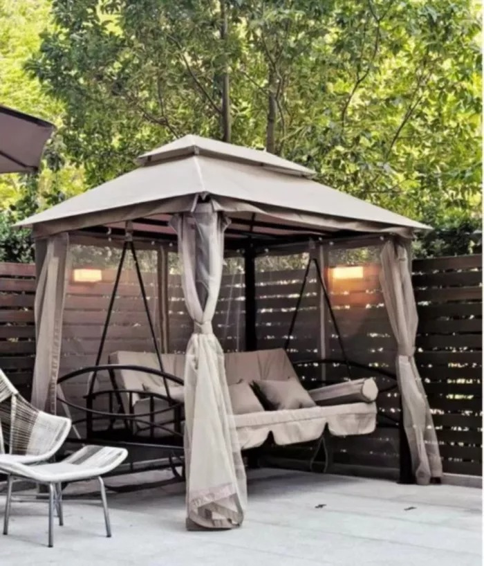 Gazebo Sofa Bed Swing Set Outdoor Terrace + Cushions