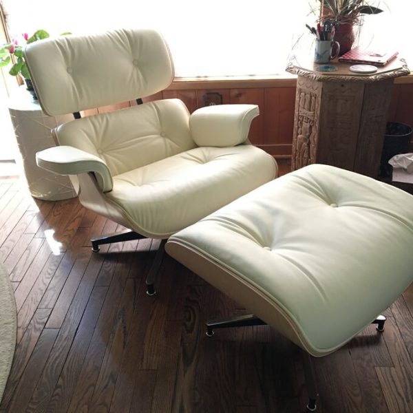 【Furniture】Genuine Leather Recliner with Ottoman, Mid Century Classic Lounge Chair