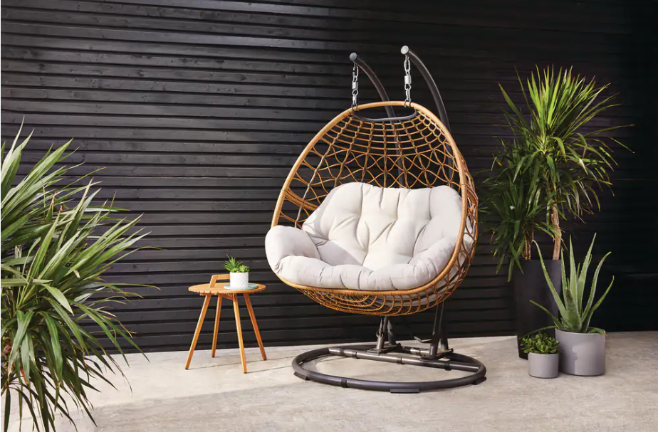 CANVAS Sydney Double Outdoor Patio Egg Swing Chair w/ Stand