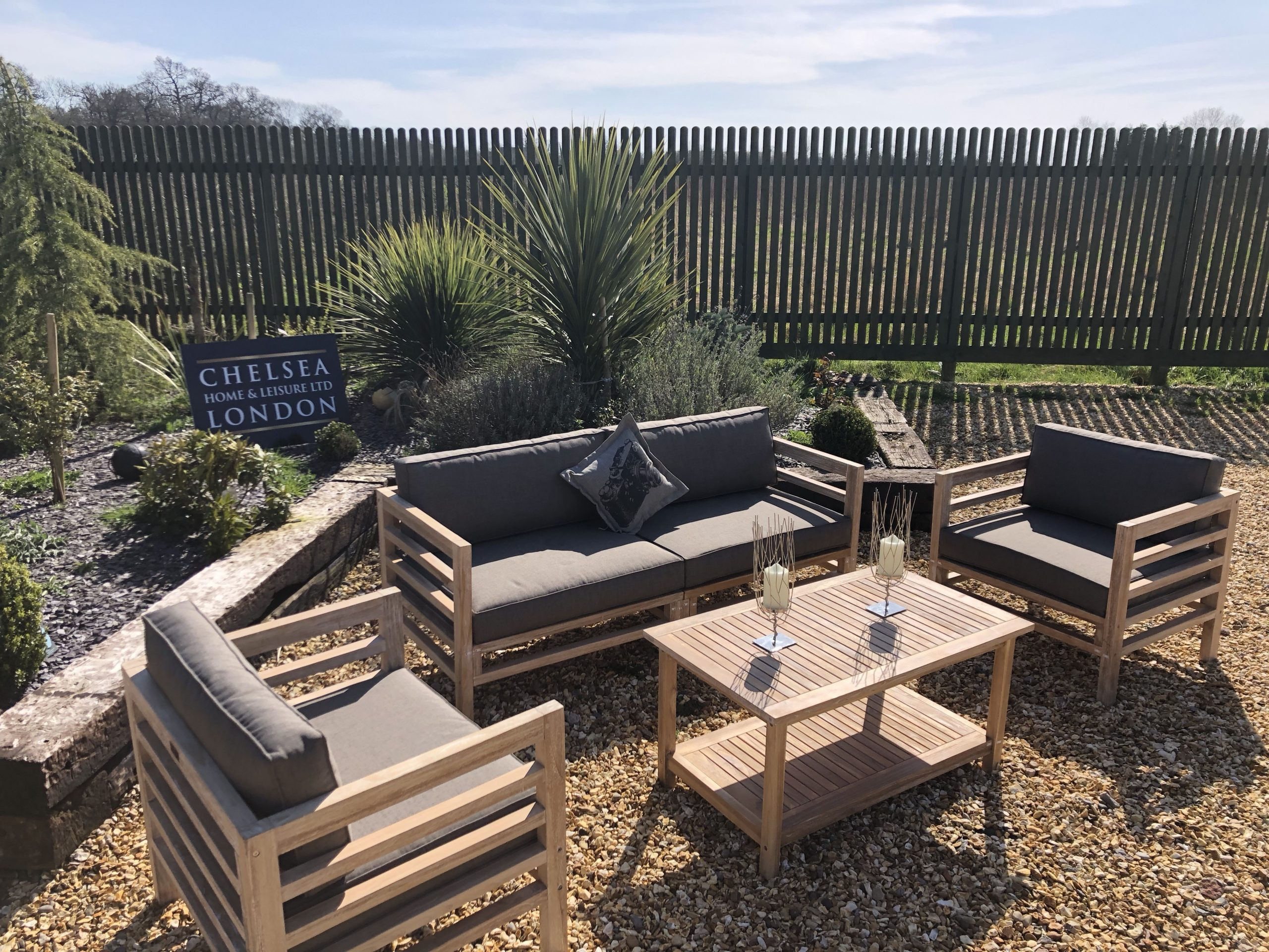 teak garden sofa set with coffee table