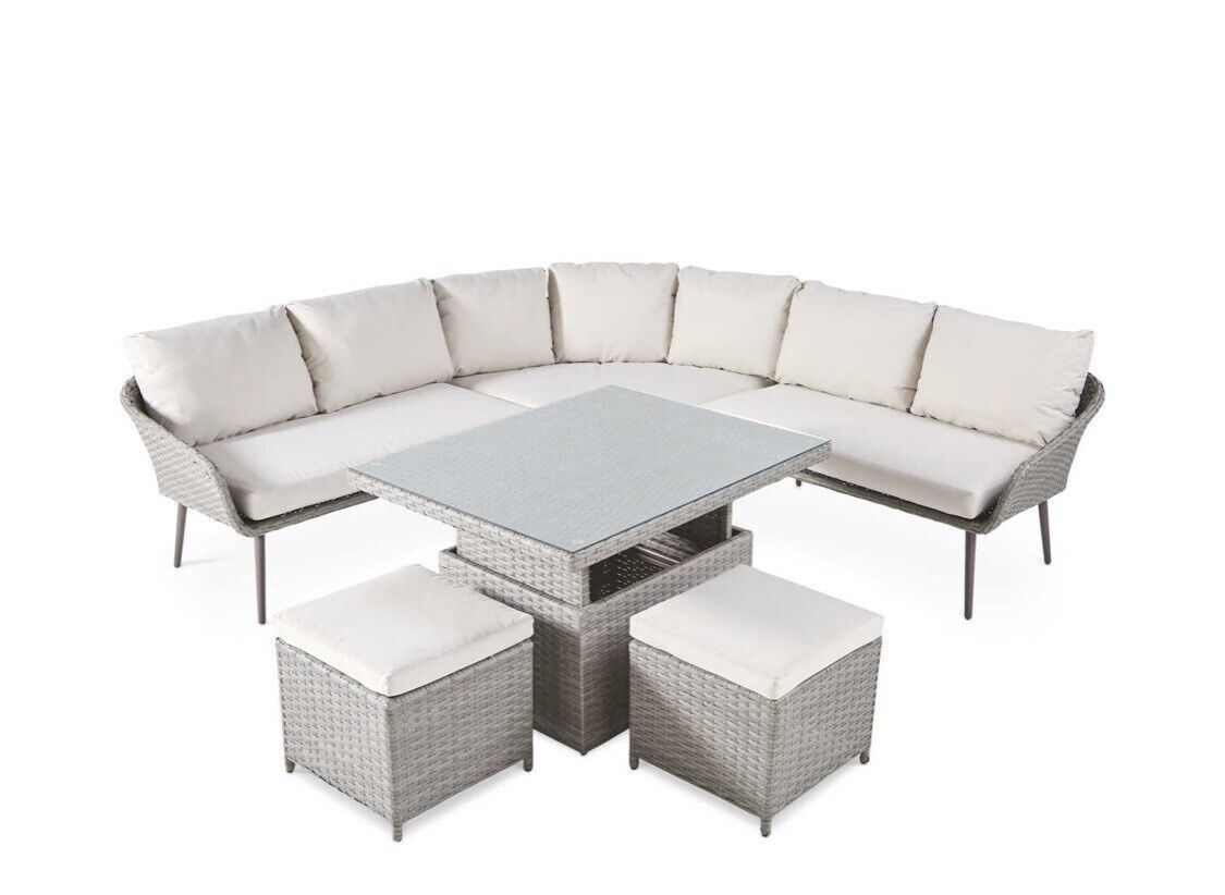 6 Person Rattan Garden Corner Sofa