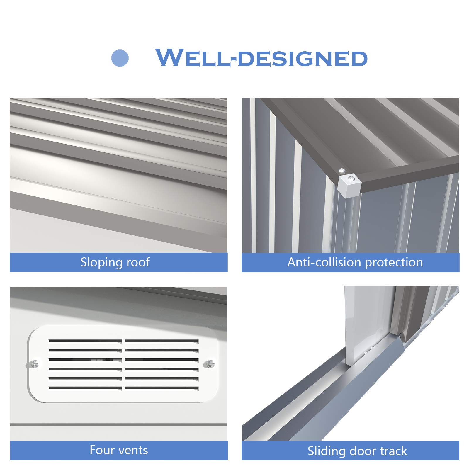 【Storage Shed】8X10FT Outdoor Metal Storage Shed w/Floor Frame, Steel Garden Shed, Tool Storage Shed