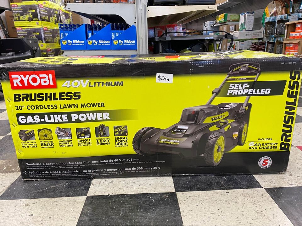 RYOBI 20 in. 40-Volt 6.0 Ah Lithium-Ion Battery Brushless Cordless Walk Behind Self-Propelled Lawn Mower with Charger Included