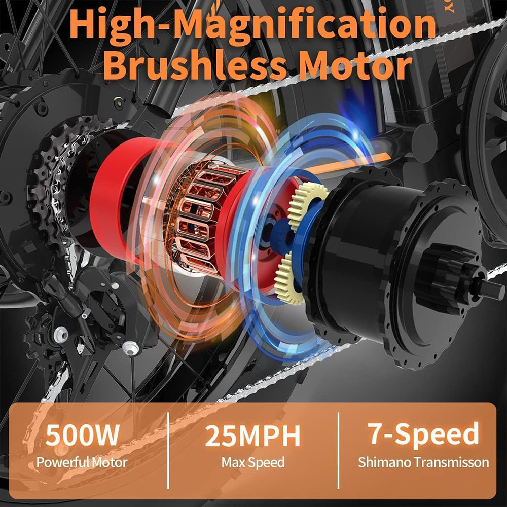 aostirmotor 500W(Peak 550W) Folding Electric Bike for Adults