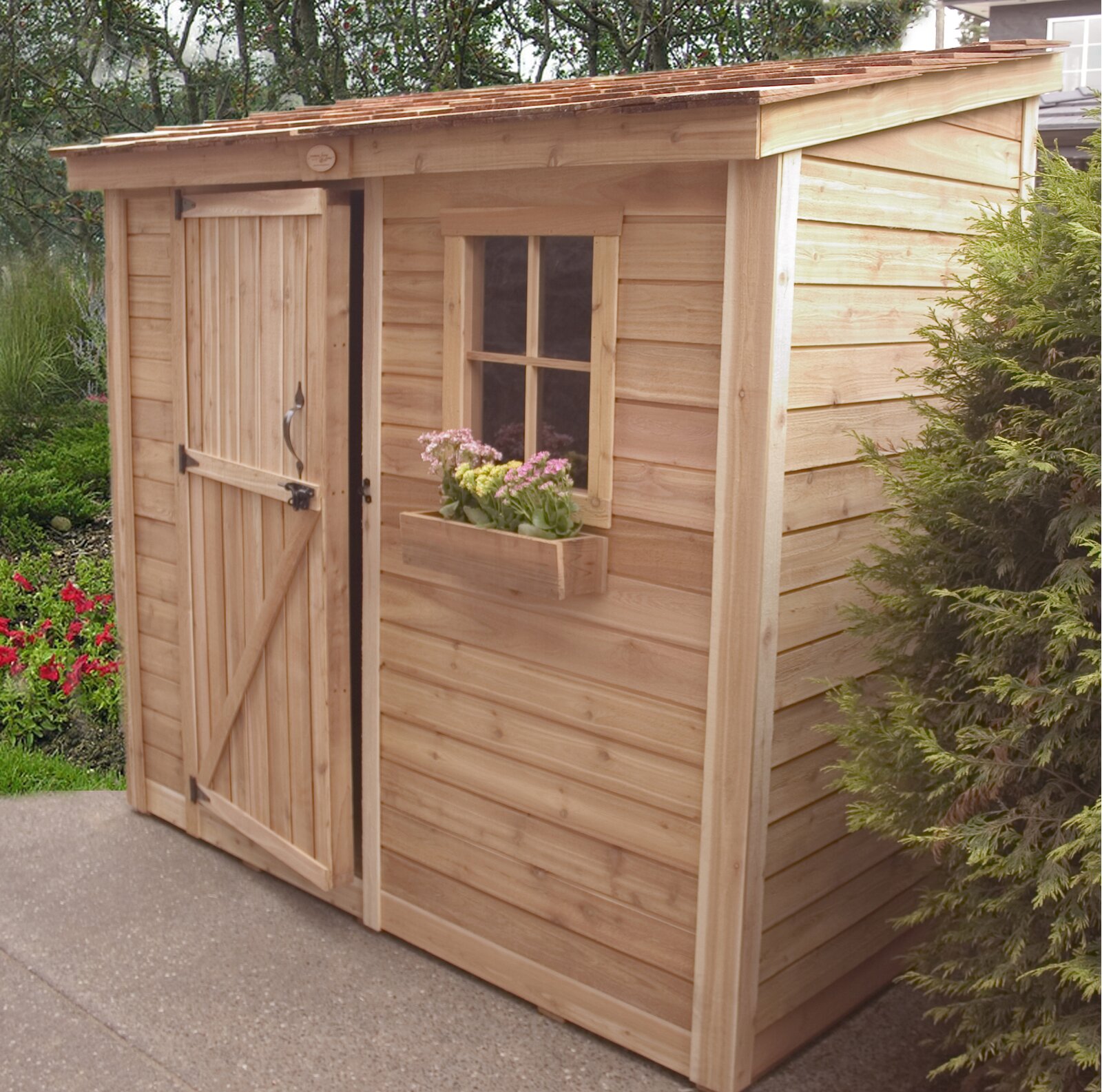 【Storage Shed】8x4 ft Single Door Cedar Wood Storage Shed