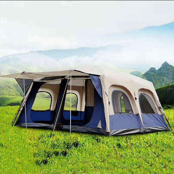Alltel sunscreen and rainstorm-proof multi-person double-layer super-large two-room 6-12 people two-room one-hall tent outdoor camping